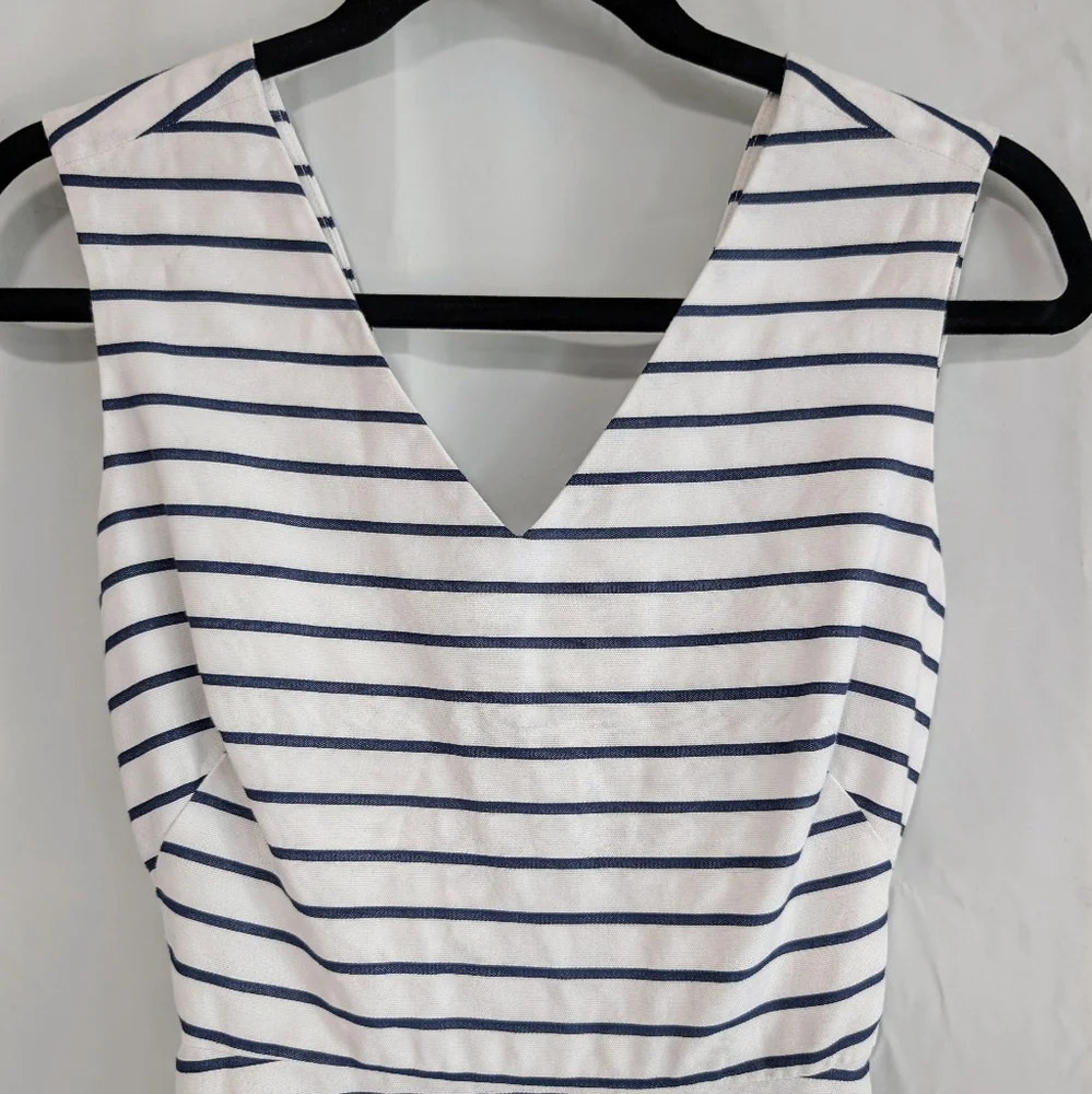 Kate Spade White and Navy Striped Midi Dress